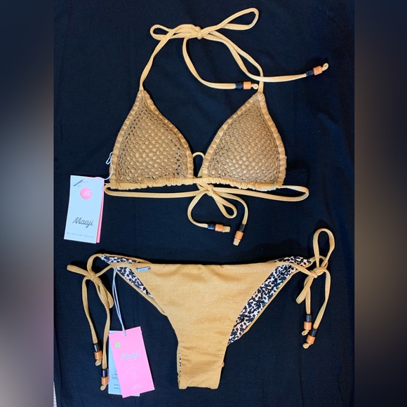 Maaji Swim Maaji Swimwear Bikini Set Shimmering Gold Bikini Top